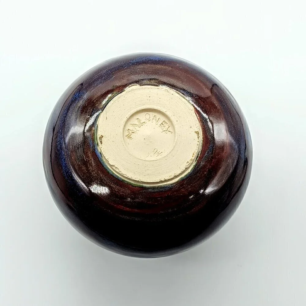 Artisan Signed Maloney Drip Glazed Studio Pottery Vase